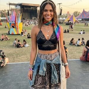 Free People Sleep Eyes Black Embroidered Brami